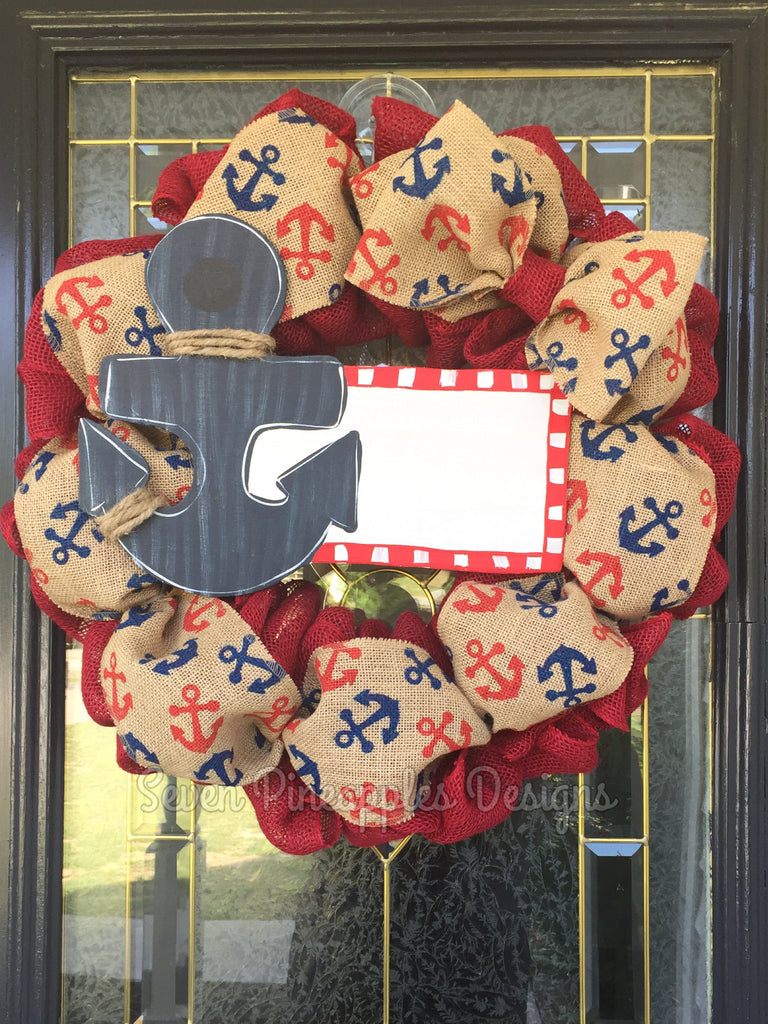 Anchor Patriotic Burlap Wreath