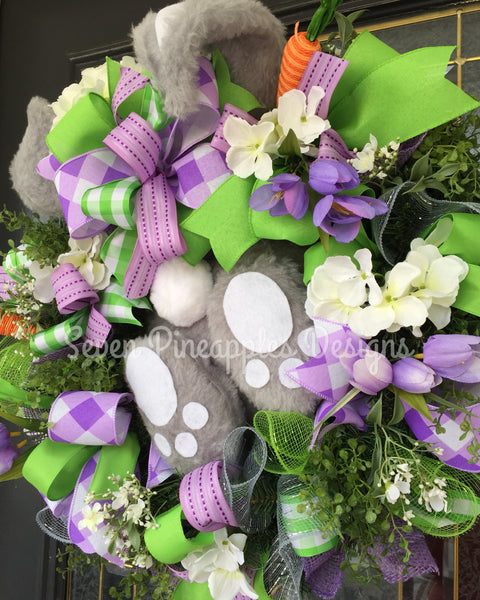 Spring Easter Floral Bunny Wreath