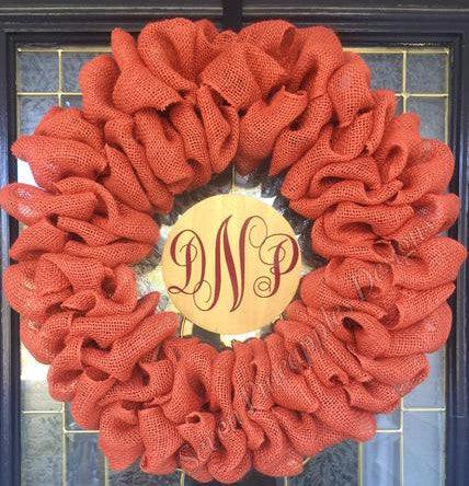 Burlap Wreath with Monogram Center
